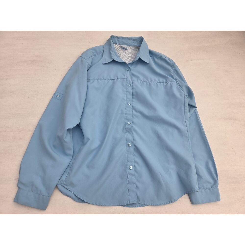 White Sierra Long Sleeve Outdoor Performance Shirt Women’s Sz L Blue UPF